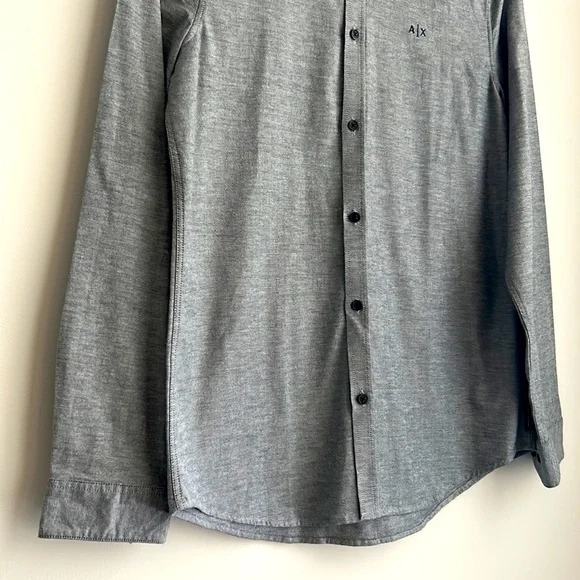 Men’s Armani Exchange Gray Slim Fit Cotton Long Sleeved Button Up Shirt - Picture 5 of 12